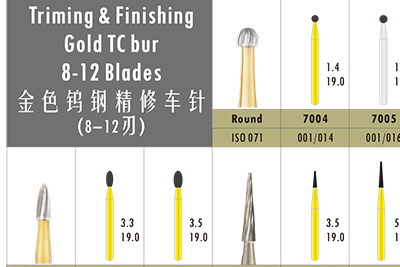 - Triming & Finishing Gold TC bur 8-12 Blades  - Triming & Finishing Gold TC bur 8-12 Blades